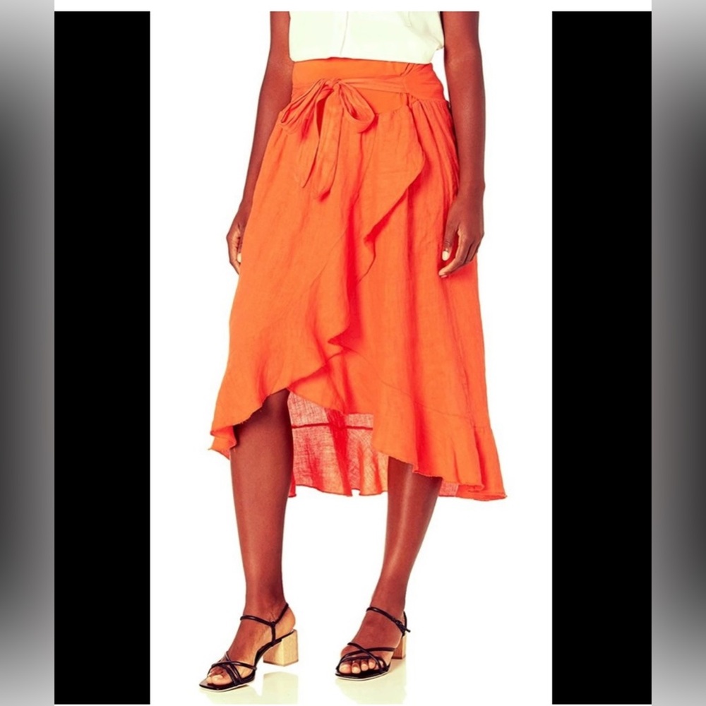 M MADE IN ITALY ORANGE LINEN
RUFFLE SKIRT size XS